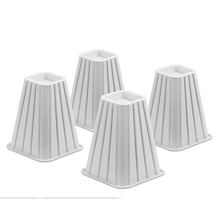 Honey-Can-Do Bed Risers, 7 1/4", White, Set Of 4