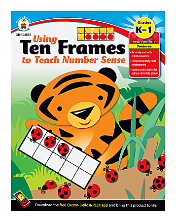 Carson-Dellosa Using Ten Frames To Teach Number Sense Book, Grades K - 1