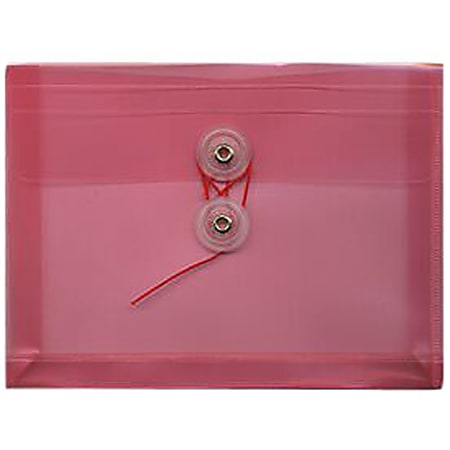 JAM Paper® Index Booklet Plastic Envelopes, 5 1/2" x 7 1/2", Pink, Pack Of 12