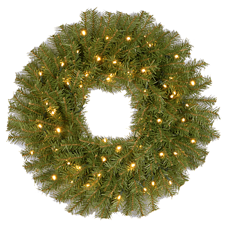 Battery-Operated Pre-Lit Norwood Fir Wreath, 24" Diameter, 50 Soft White LED Lights