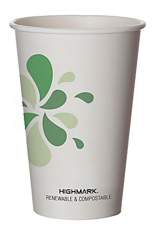 Highmark&reg; ECO Compostable Hot Coffee Cups, 16 Oz, White, Pack Of 500