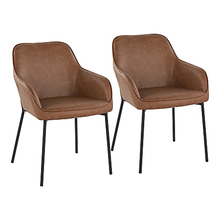LumiSource Daniella Contemporary Dining Chairs, Camel/Black, Set Of 2 Chairs