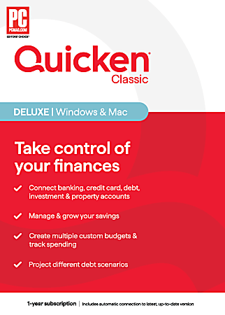 Quicken® Classic Deluxe, 1-Year Subscription, Windows®/Mac, Product Key
