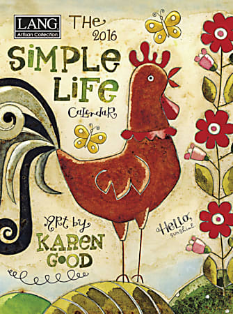 LANG 13-Month Monthly Pocket Planner, 4 1/2" x 6 1/2", Simple Life, January 2016-January 2017