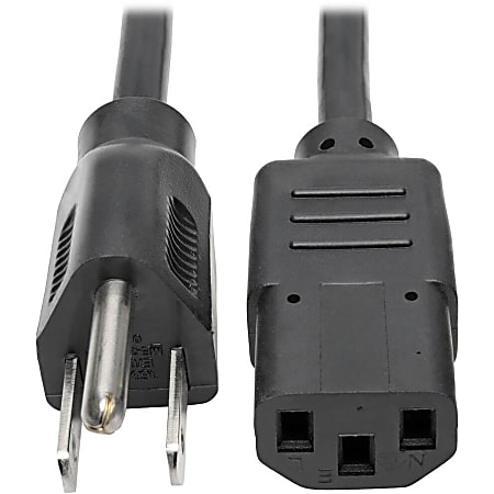 Eaton Tripp Lite Series Desktop Computer AC Power Cable, NEMA 5-15P to C13 - 10A, 125V, 18 AWG, 15 ft. (4.57 m), Black - P006015