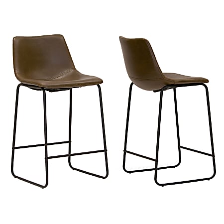 Glamour Home Adan Bar Stools, Dark Brown, Set Of 2 Stools