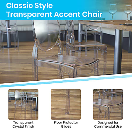 Flash Furniture Ghost Extra Wide Chairs Clear Set Of 4 Chairs Office Depot