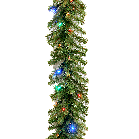 Battery-Operated Pre-Lit Norwood Fir Garland, 9' Long, 50 Multicolor LED Lights