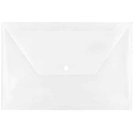 JAM Paper® Plastic Booklet Envelopes, Legal Size, 9 1/2" x 14 1/2", Snap Closure, Clear, Pack Of 12
