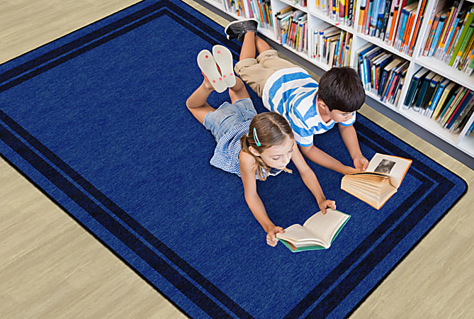 Flagship Carpets Double Border Rectangular Rug 72 x 100 Dark Blue