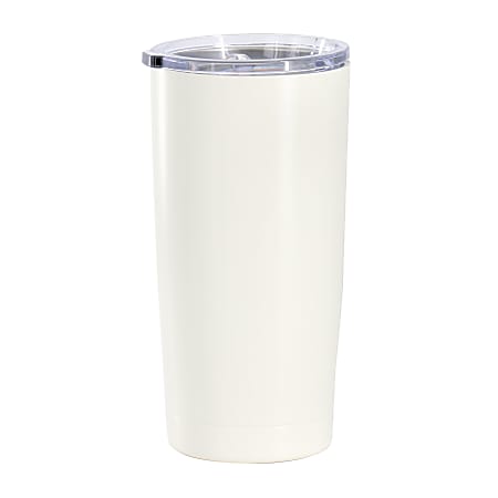 Gibson Home Marina Stainless Steel Thermal Tumbler With Acrylic Lid, 18 Oz, Cream