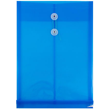 JAM Paper® Open-End Plastic Envelopes, Legal-Size, 9 3/4" x 14 1/2", Blue, Pack Of 12