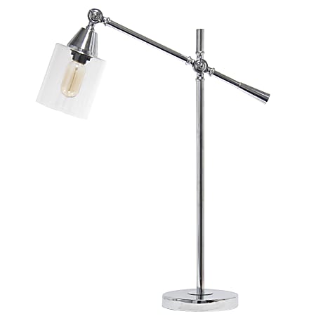 Lalia Home Vertically Adjustable Desk Lamp, 28"H, Clear Shade/Chrome Base