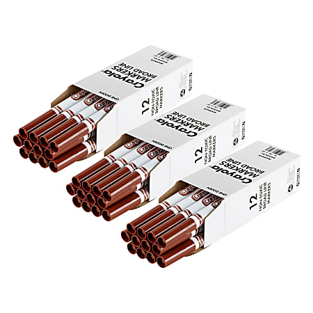 Crayola Bulk Markers, Conical Tip, Brown, 12 Per Pack, Set Of 3 Packs