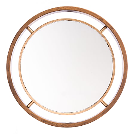 Zuo Modern Floating Round Mirror, 23 11/16"H x 23 11/16"W x 2"D, Gold