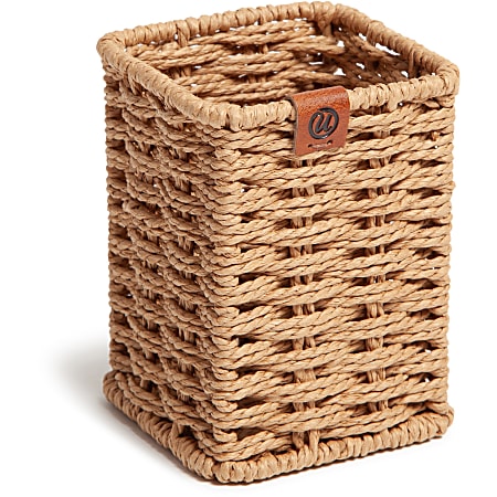 U Brands Woven Desktop Collection - Pencil cup - 8.12 x 8.12 x 10.7 cm - square - rope paper, metal frame - brown