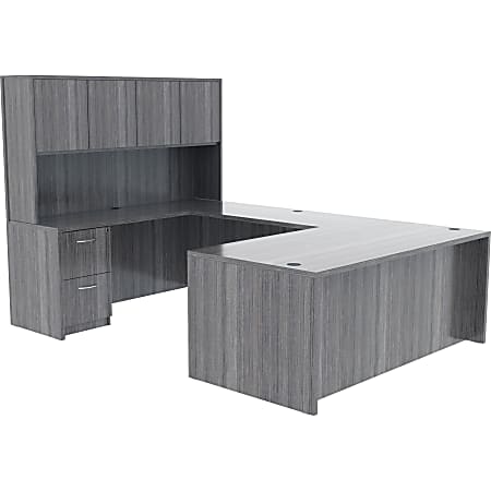 Lorell 72 W Credenza Computer Desk Weathered Charcoal - Office Depot
