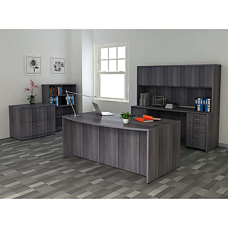 Lorell 72 W Credenza Computer Desk Weathered Charcoal - Office Depot
