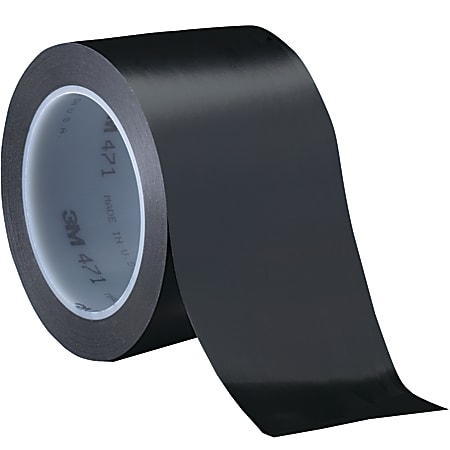 3M™ 471 Vinyl Tape, 3" Core, 3" x 36 Yd., Black, Case Of 3