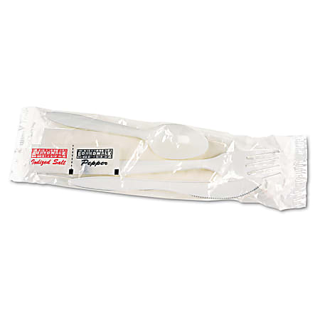 Boardwalk® 6-Piece Cutlery Kits, Polypropylene, White, Pack Of 250 Kits