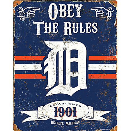 Party Animal Detroit Tigers Embossed Metal Sign
