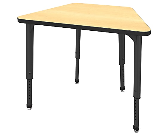 Marco Group Apex™ Series Adjustable Trapezoid 36"W Student Desk, Fusion Maple/Black