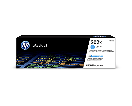 HP 202X High-Yield Cyan Toner Cartridge, CF501X