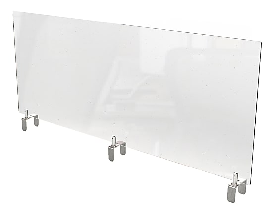 Ghent Partition Extender, Attached Clamp, 18"H x 48"W x 3-7/8"D, Clear
