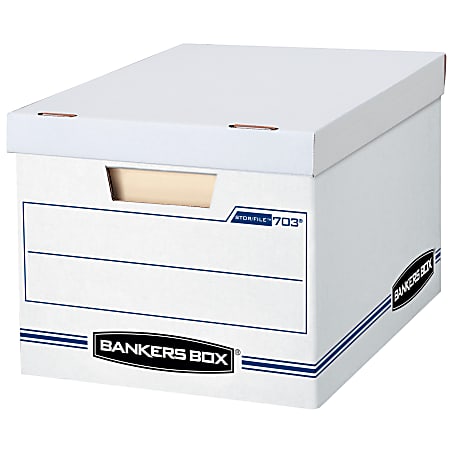 Bankers Box® Stor/File™ Standard-Duty Storage Boxes, Letter/Legal Size, 10“ x 12" x 15", White/Blue, Pack Of 10 - 0070314