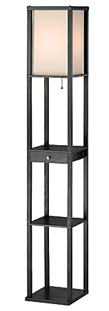 Adesso® Parker Shelf Floor Lamp With Drawer, 62 1/2"H, Off-White/Black