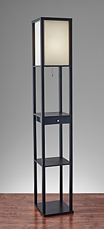 Adesso Parker Shelf Floor Lamp With Drawer 62 12 H Off WhiteBlack
