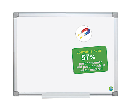 MasterVision® Earth Platinum Pure White Magnetic Dry-Erase Whiteboard, 48" x 72, Aluminum Frame With White Finish