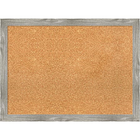 Amanti Art Square Non-Magnetic Cork Bulletin Board, Natural, 31” x 23”, Dove Graywash Plastic Frame