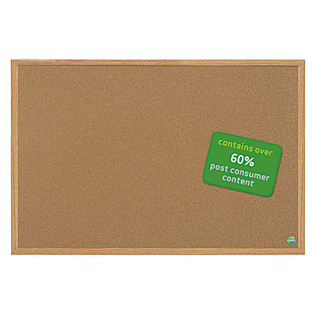 MasterVision® Earth Cork Board, 36" x 48", 60% Recycled, Wood Frame