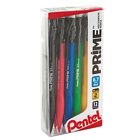 Prime Mechanical Pencils, 0.7 mm, Medium Point, Assorted Barrel Colors, Pack Of 12