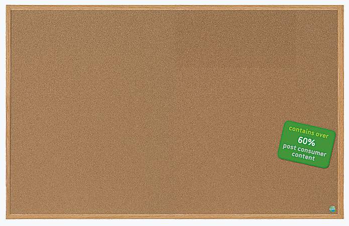 MasterVision® Earth Cork Board, 48" x 72", 60% Recycled, Wood Frame