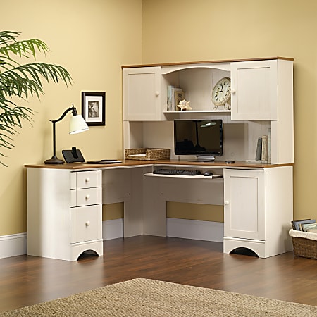 Office Depot, Sauder Antique White Desk With Hutch