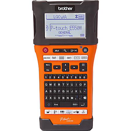 Brother P-touch EDGE PT-E550W Electronic Label Maker - Thermal Transfer - 1.18 in/s Mono - 180 x 360 dpi - Tape, Label - 0.14", 0.24", 0.35", 0.47", 0.71", 0.94" - LCD Screen - Power Adapter, Battery - Lithium Ion