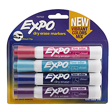 EXPO® Low-Odor Dry-Erase Markers, Chisel Point, Pastel Colors, Pack Of 4