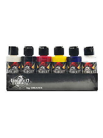 Createx Wicked Airbrush Color Set, Detail Primary Set, 2 Oz