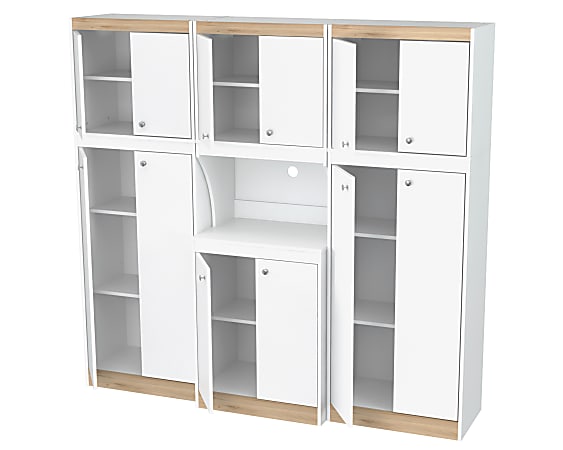 Inval 3 Piece Storage Cabinet Whiteoak Office Depot