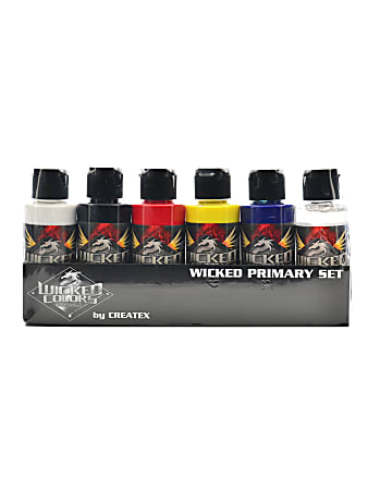 Createx Wicked Airbrush Color Set, Primary Set, 2 Oz