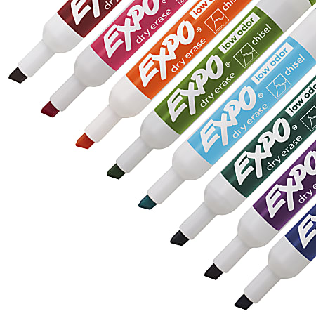 EXPO Low Odor Dry Erase Markers Chisel Point Assorted Colors Pack Of 12 -  Office Depot