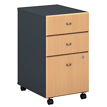 Bush Business Furniture Office Advantage 3 Drawer Mobile File Cabinet, Beech/Slate, Standard Delivery