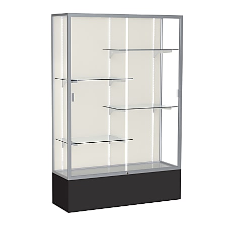 Waddell Spirit 4-Shelf Floor Display Case, 72"H x 48"W x 16"D, Black Base/Satin Finish