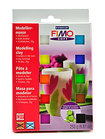 Fimo Soft Polymer Clay Blocks, 1 Oz, Assorted Colors, Pack Of 10