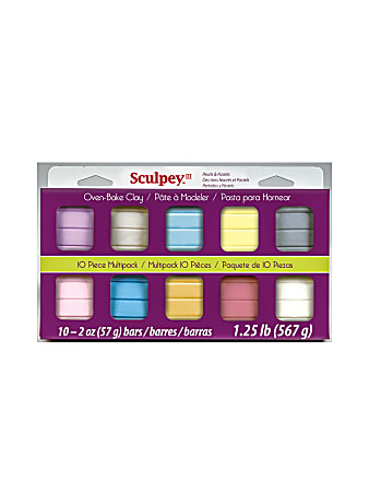 Sculpey III Multipacks Clay, 2 Oz, Pearls And Pastels, Set Of 10