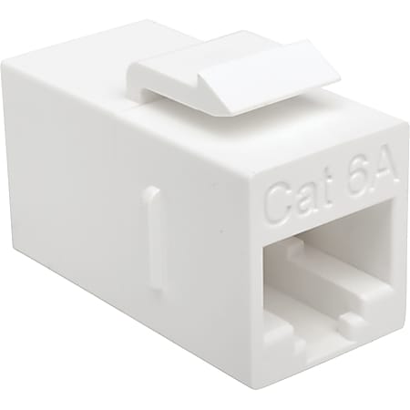 Tripp Lite Cat6a Straight-Through Modular In-Line Snap-In Coupler (RJ45 F/F) - 1 x RJ-45 Female Network - 1 x RJ-45 Female Network - White