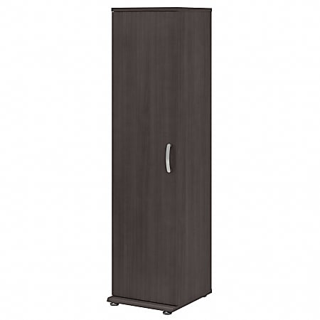 Bush Business Furniture Universal Tall Narrow Storage Cabinet with Door and Shelves - Storm Gray