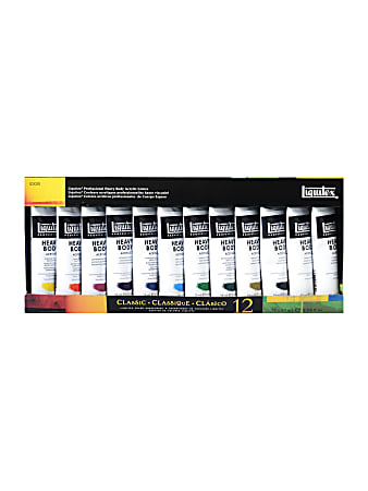 Liquitex Classic Heavy Body Acrylic Color Set, 2 Oz, Assorted Colors, Set Of 12